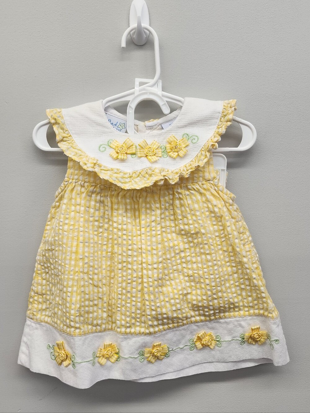 2nd Step 18M Yellow Gingham Seersucker Dress & Bloomer Set